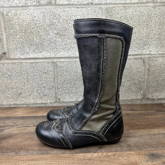 Blackstone Black Leather Goth Burlesque Dancing Unique Mid-Calf Boots 40 9 - Picture 6 of 7